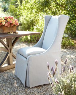 Sophia Outdoor Dining Table, Italian Armchair, & Upholstered Side Chair