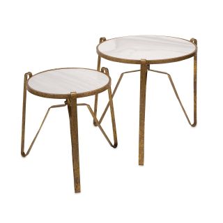 Marley Marble Top Tables   Set of 2