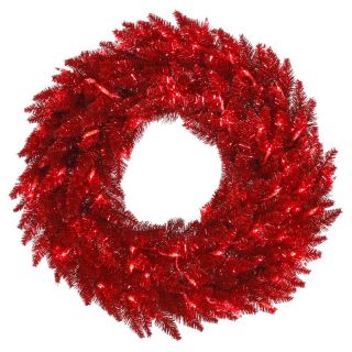 Vickerman 48 in. Red Tinsel Pre Lit Wreath   Christmas Wreaths