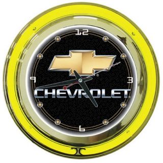 Chevy Bow Tie Logo 14 in. Neon Wall Clock