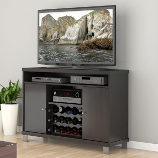 CorLiving THC 407 W Holland 48 in. Wide TV / Component Bench with Wine Storage   Ravenwood Black