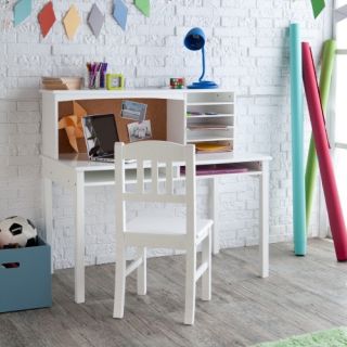Guidecraft Media Desk & Chair Set   White   Kids Desks