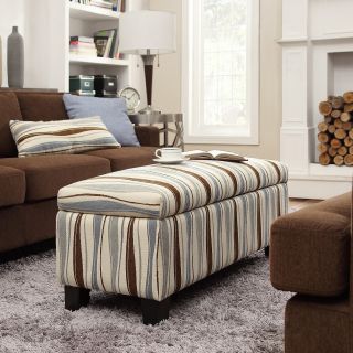 Inspire Q Roman Wavy Stripe Fabric Storage Bench