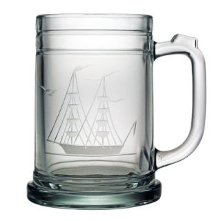 Susquehanna Glass Tankard Mug 15 oz. Hand Cut Clipper Ship Pattern