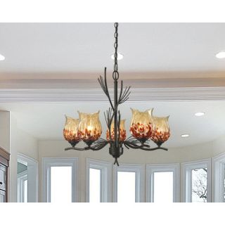 Spotted Owl 5 Light Chandelier by Dale Tiffany