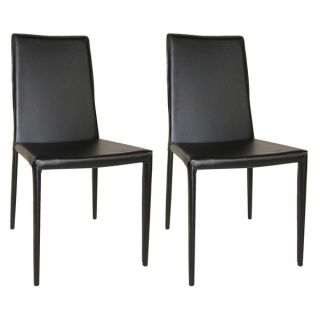 Aurelle Home Casey Brown Leather Dining Chairs (Set of 2)