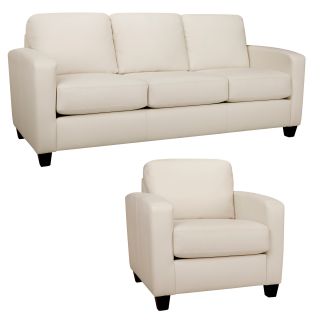 Bryce White Italian Leather Sofa and Chair   Shopping