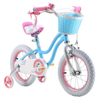 RoyalBaby Stargirl Blue/ Pink Girls Bike with Training Wheels and
