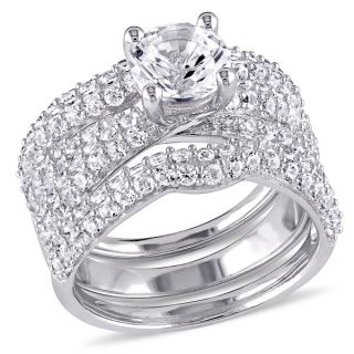 Miadora Sterling Silver Created White Sapphire Three Piece Bridal Ring