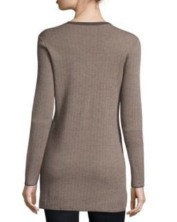 Michael Kors Collection Cashmere Herringbone Cardigan, Bison