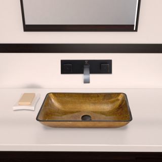 Rectangular Glass Vessel Bathroom Sink with Titus Wall Mount Faucet by