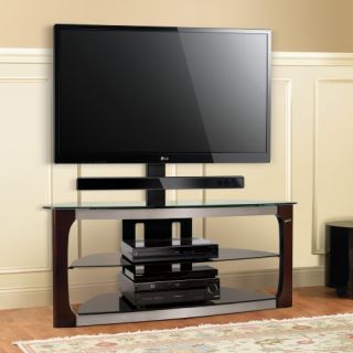BellO Triple Play 52 in. Universal Flat Panel TV Stand   Dark Espresso/Brushed Nickel   TV Stands
