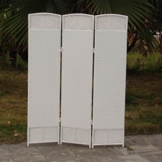 Outdoor/Indoor Woven Resin 3 Panel Room Divider   White   Outdoor Privacy Screens