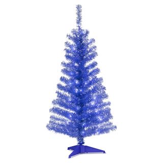 4 ft. Tinsel Wrapped Pre lit Medium Christmas Tree   Blue   Christmas Trees