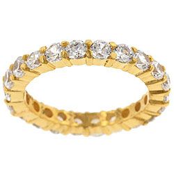 Kate Bissett 14k Gold over Sterling Silver Stackable Clear Cubic