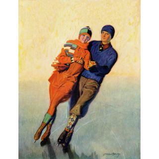 Marmont Hill Skating Couple by McClelland Barclay Painting Print on