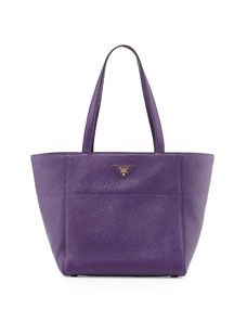 Prada Vitello Daino Shopper Bag, Violet (Viola)
