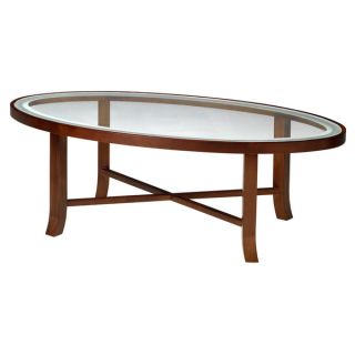 Emerald Transitional Oval Cocktail Table with Glass Top