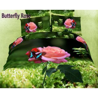 Dolce Mela Butterfly Rose 6 Piece Duvet Cover Set by Dolce Mela