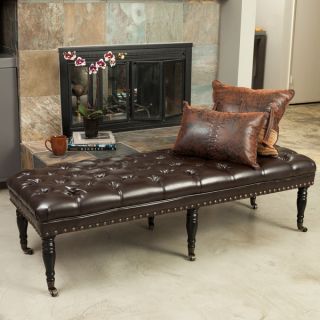 Christopher Knight Home Hastings Brown Tufted Bonded Leather Ottoman