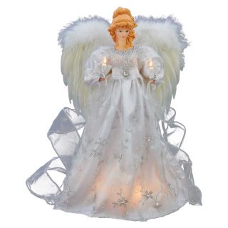Kurt Adler 16 in. White and Silver Angel Tree Topper   Christmas Decorative Accents