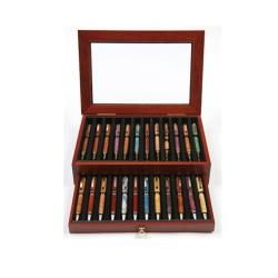 Lanier Rosewood Luxury Wood 24 Pen Capacity Display Case   14321481