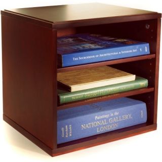 Stack & Style Wood Desk Organizers Stacking Cube with Shelves   Mahogany   Bookcases