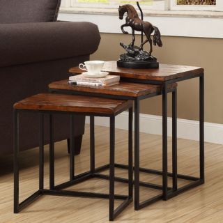 Coast to Coast Imports LLC 3 Piece Nesting Table Set in Black & Brown