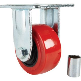 Ironton Standard-Duty 4in. Rigid Polyurethane Caster — 550-Lb. Capacity, Red  500   999 Lbs.