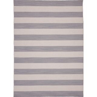 Flat Weave Stripe Gray/ Black Wool Rug (10 x 14)  