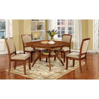 Furniture of America Halloran 5 Piece Dining Table Set with Middle Storage Shelf   Dining Table Sets