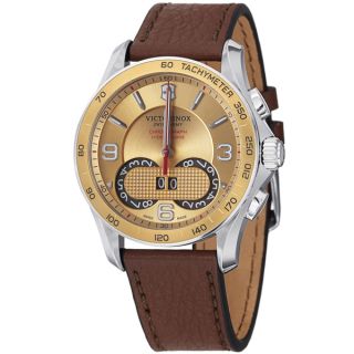 Swiss Army Mens 241617 Chrono Classic Gold Dial Brown Leather Strap
