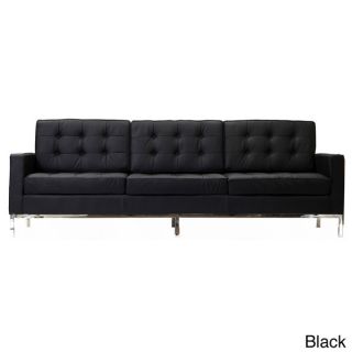 Florence Style Sofa in Black Genuine Leather