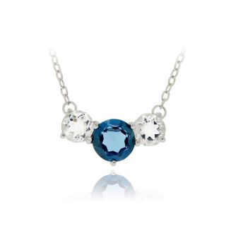 Glitzy Rocks Sterling Silver White and London Blue Topaz Necklace