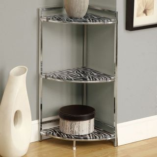 Monarch Chrome Metal Accent Table With Zebra Tempered Glass