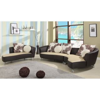 Chintaly Albany Taupe Leather Sectional Sofa with Accent Pillows