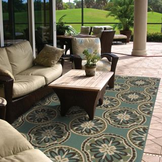 Blue/ Ivory Outdoor Area Rug (710 x 1010)   Shopping