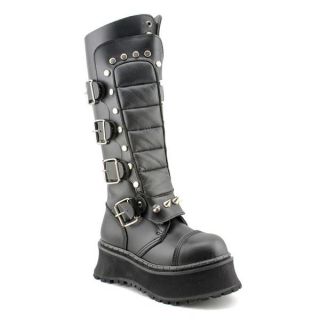 Demonia Womens Crypto 315 Black/ Pewter Cyber Goth Strappy Boots
