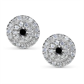Annello 14k White Gold 1/2ct TDW Black and White Diamond Earrings (H I