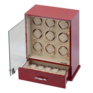 Diplomat Rosewood Finish Leather Lining 9 Watch Winder