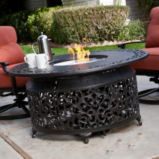 Alfresco Home San Miguel Cast Aluminum 48 in. Round Gas Firepit Chat Table (No Gas/Burner Component)