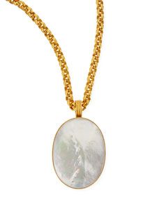 Dina Mackney Mother of Pearl Oval Pendant Necklace, 33L