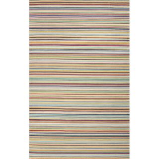 Flat Weave Stripe Pattern Orange/ Blue Wool Area Rug (4 x 6