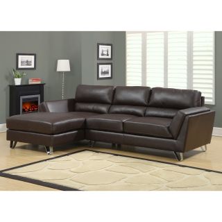 Monarch Specialties Topsfield Leather Sofa Lounger   Sectional Sofas