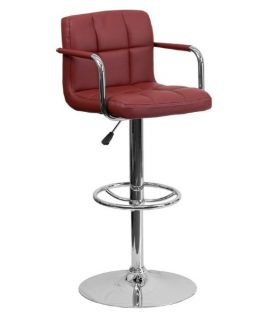 Flash Furniture Contemporary Quilted Design Adjustable Bar Stool with Arms & Chrome Base   Bar Stools