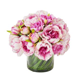 Creative Displays, Inc. Faux Magenta & Pink Peony in Glass Vase