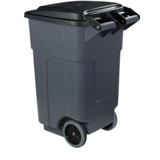 Carlisle 50 Gal. Grey Rolling Trash Can with Attached Lid (2 Pack) 34505023