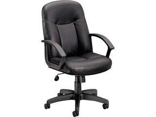 basyx VL601ST11 VL601 Leather Mid Back Swivel/Tilt Chair, Metal, 26w x 33 1/2d x 43h, Black