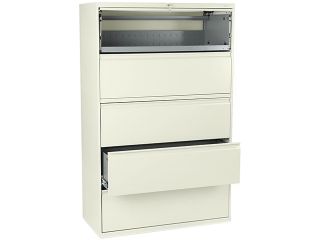 HON 895LL 800 Series Five Drawer Lateral File, Roll Out/Posting Shelves, 42w x 67h, Putty