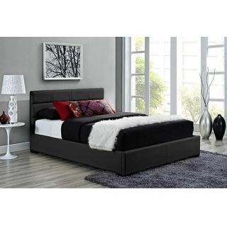 Modena Full Faux Leather Upholstered Bed with Headboard, Black